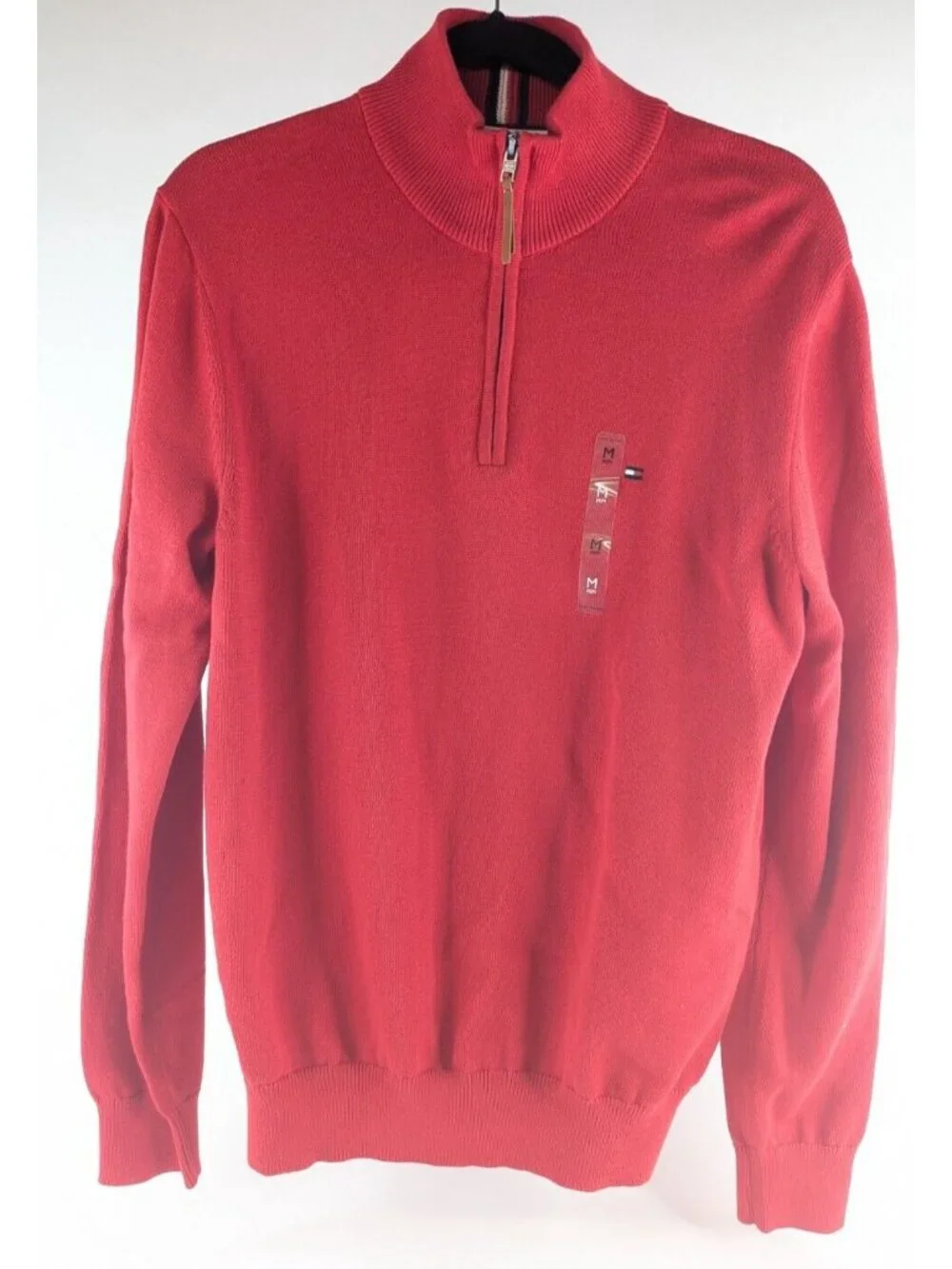 Tommy Hilfiger Men’s Medium Quarter-Zip Sweater Red Pullover NWT MSRP $80